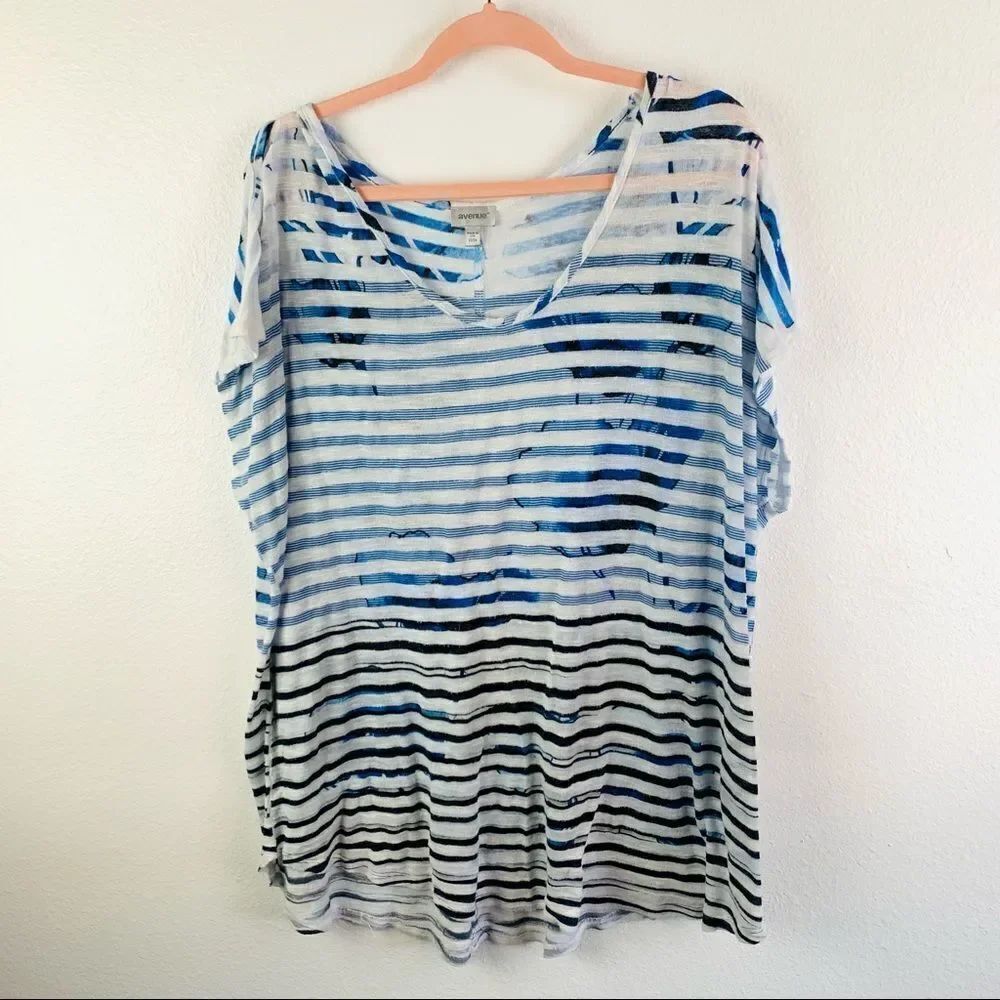 Avenue Striped Floral Tee